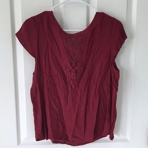 Dark pink blouse with lace detail